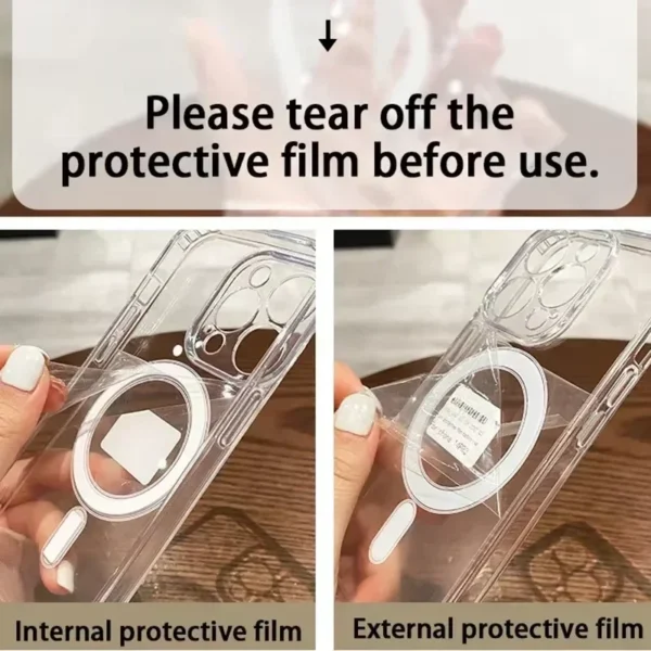 ⁦New Clear MagSafe Case for iPhone 17 Air 17 16 15 14 13 12 Plus Pro Max Shockproof Wireless Charging Cover with Magnetic Feature⁩ - الصورة ⁦3⁩