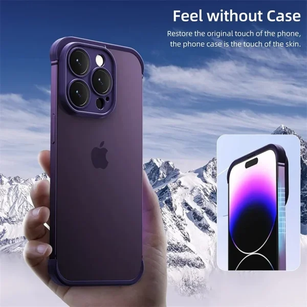 ⁦Frameless Silicone Bumper with Lens Protector Case for IPhone 17 Air 14 13 12 15 16 Pro Max Plus 15Pro 16Pro IPones Corner Cover⁩ - الصورة ⁦2⁩