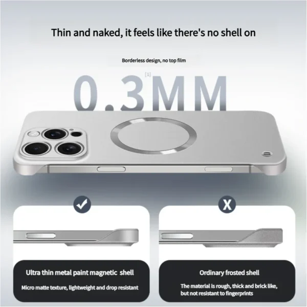 Ultra Thin Metallic Paint Magnetic For Magsafe Case For iPhone 17 Air 16 15 14 13 12 Pro Max Plus Frameless Cooling Hard Cover - Image 5