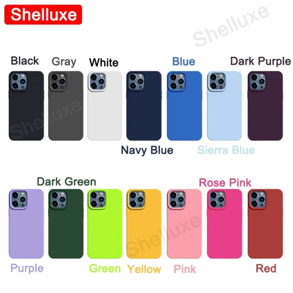 ⁦Luxury Liquid Silicone Case Shelluxe For iPhone 17 16 15 14 Pro Max For APPLE iPhone17 Air iPhone16e iPhone15 Plus Phone Cases⁩ - الصورة ⁦6⁩