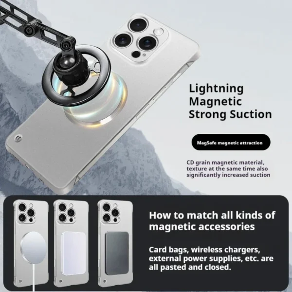 Ultra Thin Metallic Paint Magnetic For Magsafe Case For iPhone 17 Air 16 15 14 13 12 Pro Max Plus Frameless Cooling Hard Cover - Image 3