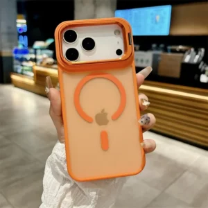 Matte Translucent Camear Lens Stand Bracket Magnetic For Magsafe Case For iPhone 17 Air 16 15 14 Plus 13 12 11 Pro Max PC Cover