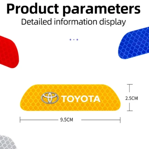 4PCS Car Door Sticker Safety Warning Reflective Mark For Toyota Yaris Corolla Prius Auris CHR Land Cruiser PRADO RAV4 Camry - Image 5