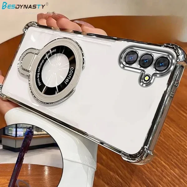 Shockproof Plating Magnetic Bracket Magsafe Case For Samsung Galaxy A16 A26 A36 A56 A17 A07 A06 A15 A25 A35 A55 A14 A24 A34 A54