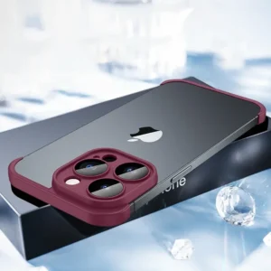 Frameless Silicone Bumper with Lens Protector Case for IPhone 17 Air 14 13 12 15 16 Pro Max Plus 15Pro 16Pro IPones Corner Cover<span> - </span>Red, For iPhone 16