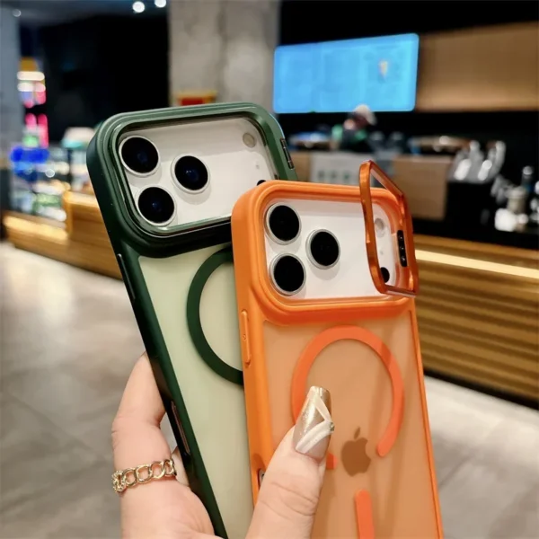 Matte Translucent Camear Lens Stand Bracket Magnetic For Magsafe Case For iPhone 17 Air 16 15 14 Plus 13 12 11 Pro Max PC Cover - Image 5