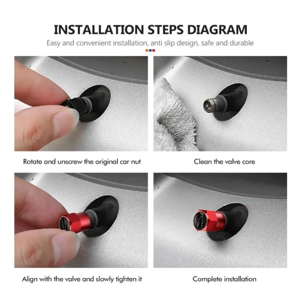 ⁦Aluminum Alloy Car Wheel Tire Valve Caps Dust Accessories For Jaguar S-Type F-Type X-Type F-Pace I-Pace E-Pace XJR XE⁩ - الصورة ⁦4⁩
