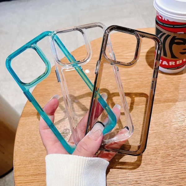 ⁦Luxury Transparent Shockproof Armor Case for iPhone 17 Air 16 15 14 Plus 13 12 Mini 11 Pro Max Clear Bumper Hard Acrylic Cover⁩ - الصورة ⁦2⁩