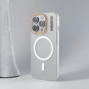 Ultra Thin Frosted Barcode Wireless Charging MagSafe Phone Case for iPhone 17 16 14 15 13 12 Pro Max Translucent Hard PC Cover<span> - </span>WHITE, for iPhone17