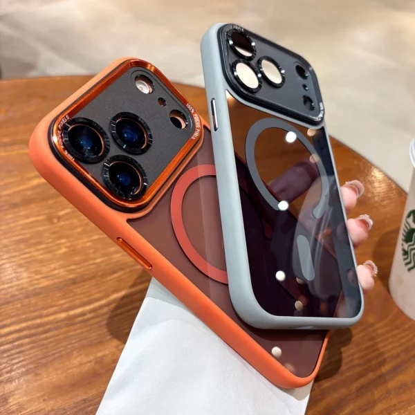 ⁦Business Transparent Magsafe Case for iPhone 17 16 15 14 13 12 11 17 Pro Max Plating Camera Protection Cover for iPhone 17 Air⁩ - الصورة ⁦2⁩