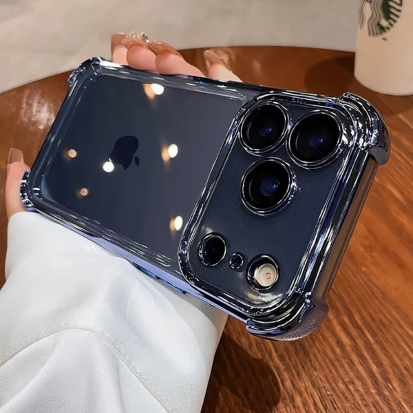 ⁦Luxury Electroplate Shockproof Transparent Phone Case For iPhone 17 Air 16 15 14 13 12 11 Pro Max Plus Clear Bumper Cases Cover⁩ - الصورة ⁦4⁩