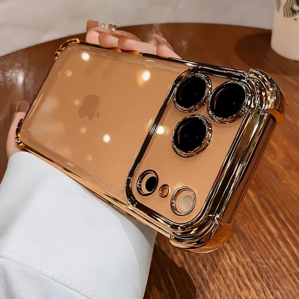 ⁦Luxury Electroplate Shockproof Transparent Phone Case For iPhone 17 Air 16 15 14 13 12 11 Pro Max Plus Clear Bumper Cases Cover⁩ - الصورة ⁦5⁩