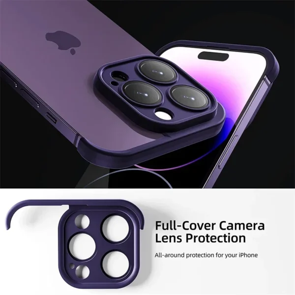 ⁦Frameless Silicone Bumper with Lens Protector Case for IPhone 17 Air 14 13 12 15 16 Pro Max Plus 15Pro 16Pro IPones Corner Cover⁩ - الصورة ⁦3⁩