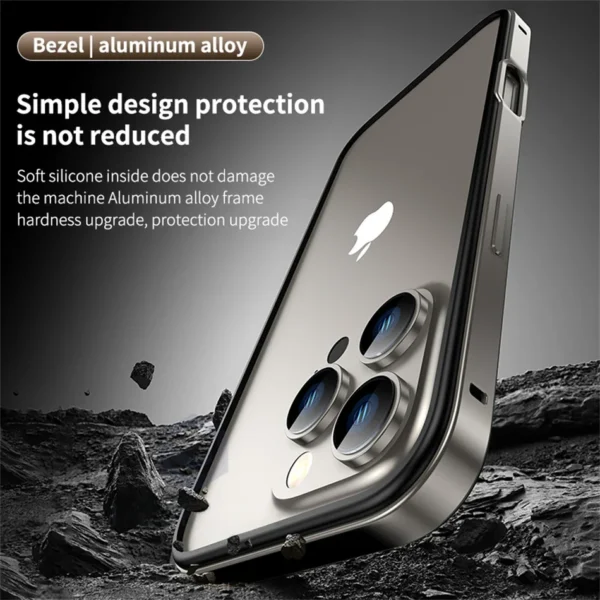 ⁦Titanium Metal Frame Bumper Shockproof Case for IPhone 17 Air 16 15 Pro Max Plus for Apple Solid Colour Protection Phone Cover⁩ - الصورة ⁦3⁩