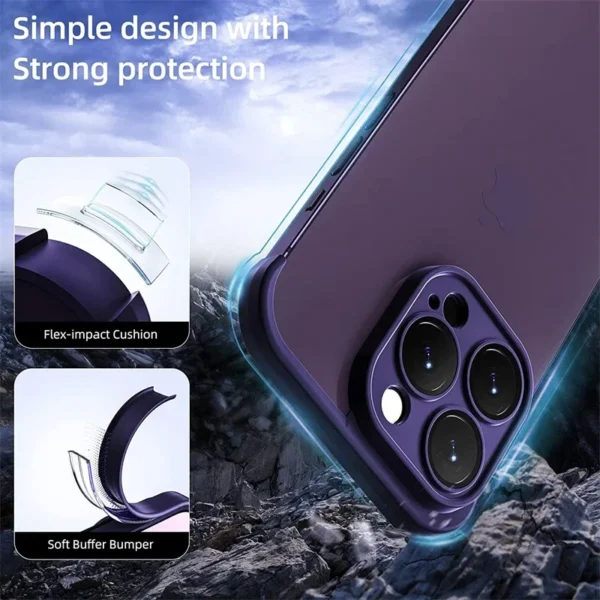 ⁦Frameless Silicone Bumper with Lens Protector Case for IPhone 17 Air 14 13 12 15 16 Pro Max Plus 15Pro 16Pro IPones Corner Cover⁩ - الصورة ⁦4⁩