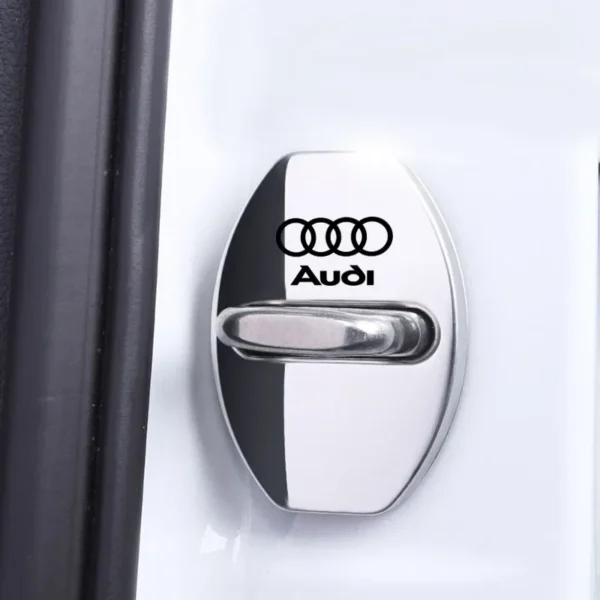 ⁦4PCS Car Styling Door Lock Cover Case Stickers Auto Decoration Accessories for Audi S A3 A4 Q7 Q3 Tt A7 8L B8 8P 8V B6 A5 A6 C7⁩ - الصورة ⁦6⁩