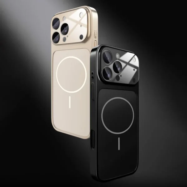 ⁦Large Window Protect For Magsafe Phone Case For iPhone 17 Air 16 15 14 13 Pro Max AG Nano Frosted Glass Magnetic Charge Cover⁩ - الصورة ⁦3⁩