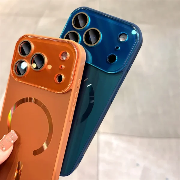 ⁦Laser Large Window Camera Matte Glass Protect Case For Magsafe For iPhone 13 14 15 16 17 Pro Max Magnetic Wireless Charge Cover⁩ - الصورة ⁦2⁩