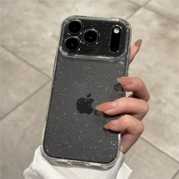⁦Luxury Bling Glitter Silicone Clear Case For iPhone 17 Air 16 15 14 Plus 13 11 12 Mini Pro Max Transparent Soft TPU Cover Funda⁩ - الصورة ⁦5⁩