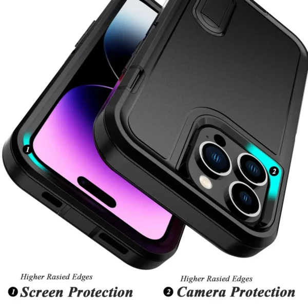 ⁦Case For iPhone 17 Air 16 11 13 12 14 15 Pro Max XS XR 8 Plus Heavy Duty Shockproof Anti-Scratch Protective with Kickstand Cover⁩ - الصورة ⁦4⁩