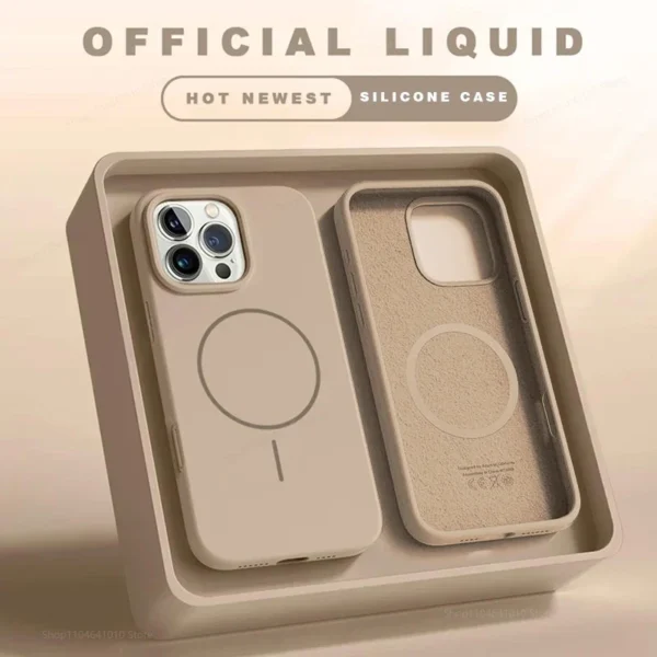 ⁦Magnetic Phone Case For iPhone 15 14 16 Plus 11 12 13 17 Pro Max Shockproof Silicone Cover Magsafe Wireless Charge Phone Cases⁩ - الصورة ⁦2⁩