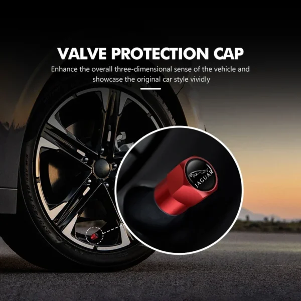⁦Aluminum Alloy Car Wheel Tire Valve Caps Dust Accessories For Jaguar S-Type F-Type X-Type F-Pace I-Pace E-Pace XJR XE⁩ - الصورة ⁦2⁩