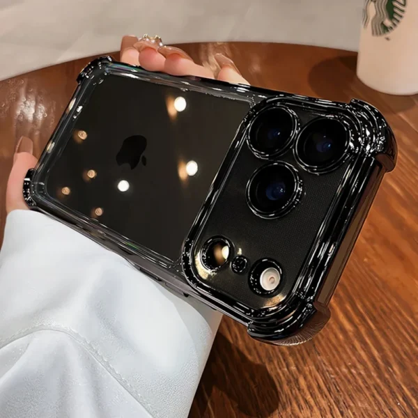 ⁦Luxury Electroplate Shockproof Transparent Phone Case For iPhone 17 Air 16 15 14 13 12 11 Pro Max Plus Clear Bumper Cases Cover⁩ - الصورة ⁦2⁩