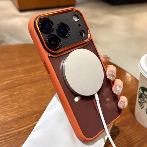 ⁦Business Transparent Magsafe Case for iPhone 17 16 15 14 13 12 11 17 Pro Max Plating Camera Protection Cover for iPhone 17 Air⁩ - الصورة ⁦3⁩