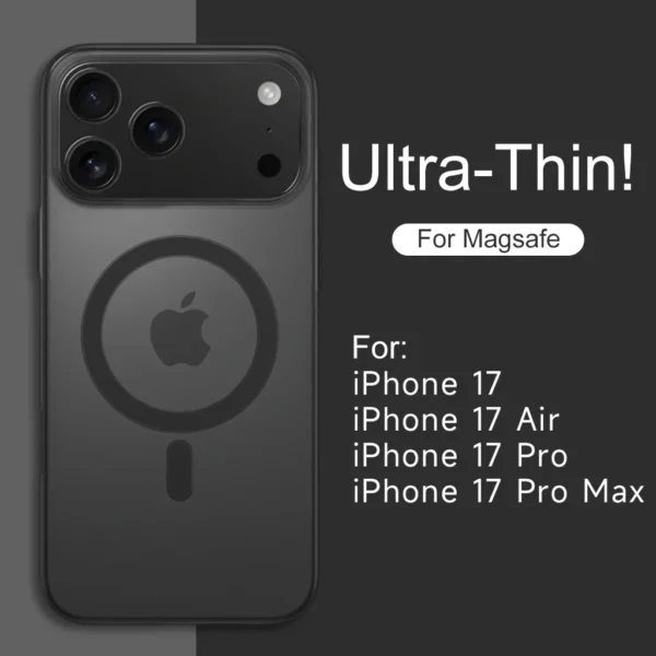 Luxury Matte Ultra Thin Clear For Magsafe Wireless Charge Case For iPhone 17 Air 16E 15 14 Plus 13 12 11 Pro Max Hard PC Cover