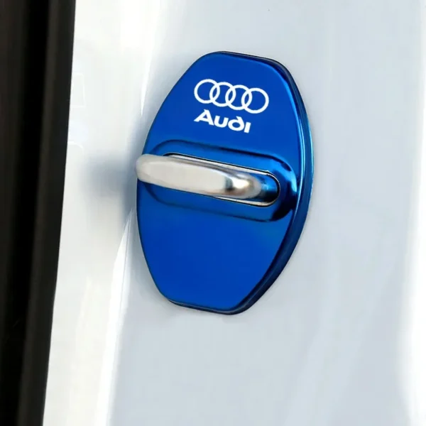 ⁦4PCS Car Styling Door Lock Cover Case Stickers Auto Decoration Accessories for Audi S A3 A4 Q7 Q3 Tt A7 8L B8 8P 8V B6 A5 A6 C7⁩ - الصورة ⁦5⁩
