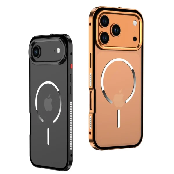 For iPhone 17 Pro Max 17Air Metal Frame Removable Phone Case For Magsafe Wireless Charging Aluminum Alloy Lens Matte Back Cover