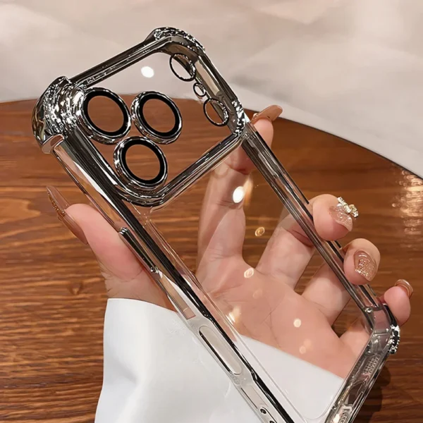 ⁦Luxury Electroplate Shockproof Transparent Phone Case For iPhone 17 Air 16 15 14 13 12 11 Pro Max Plus Clear Bumper Cases Cover⁩ - الصورة ⁦6⁩