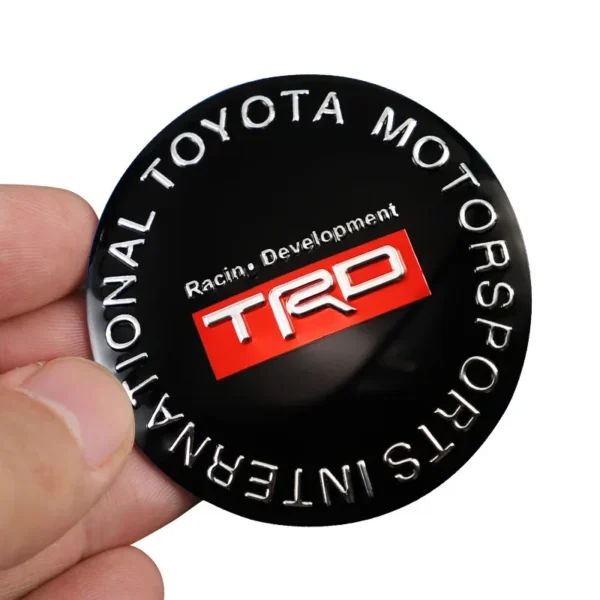 ⁦4pcs Car Wheel Stickers 56mm Auto Center Hub Cap Decal For Toyota Gazoo Racing TRD Corolla Yaris Chr Auris Rav4 Prius Prado⁩ - الصورة ⁦4⁩