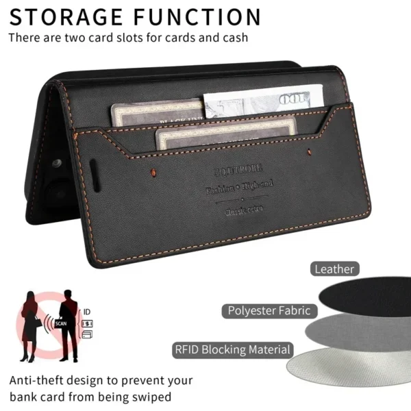 Leather Magnetic FLip Case for iPhone 16 17 Air 15 14 Pro Max 16E 13 12 11 Pro XR XS Max 7 8 Plus SE 2022 Wallet Slot Phone Case - Image 2