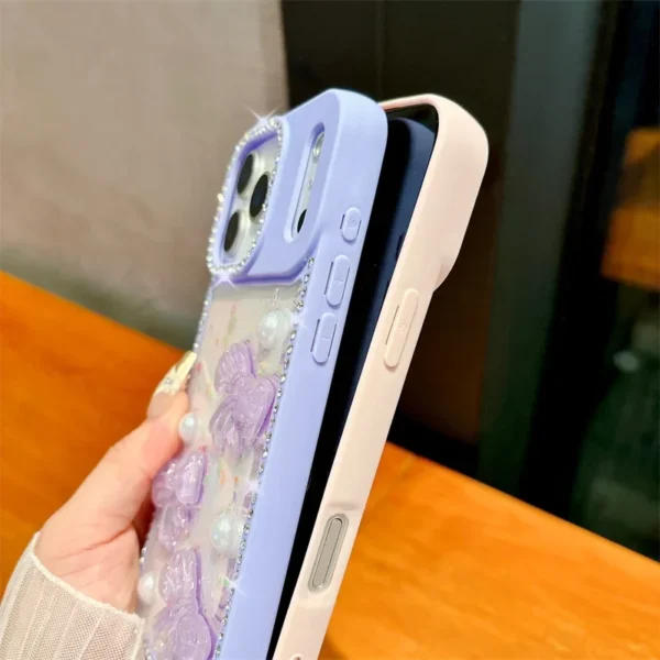 ⁦Transparent Candy Glitter Bling Flash Diamond Cute Bow Phone Cases For Apple iPhone 17 Air 16 15 14 13 Pro Max Shockproof Cover⁩ - الصورة ⁦5⁩