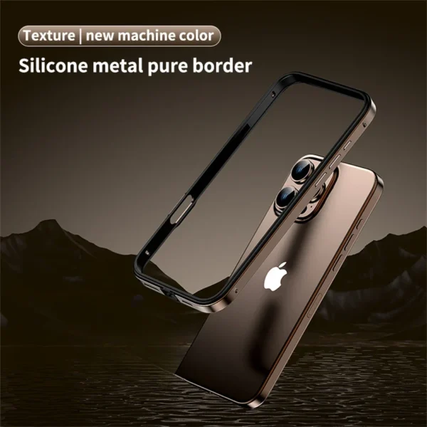 ⁦Titanium Metal Frame Bumper Shockproof Case for IPhone 17 Air 16 15 Pro Max Plus for Apple Solid Colour Protection Phone Cover⁩ - الصورة ⁦2⁩