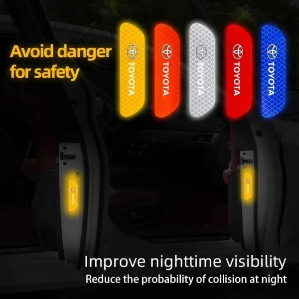 4PCS Car Door Sticker Safety Warning Reflective Mark For Toyota Yaris Corolla Prius Auris CHR Land Cruiser PRADO RAV4 Camry - Image 6