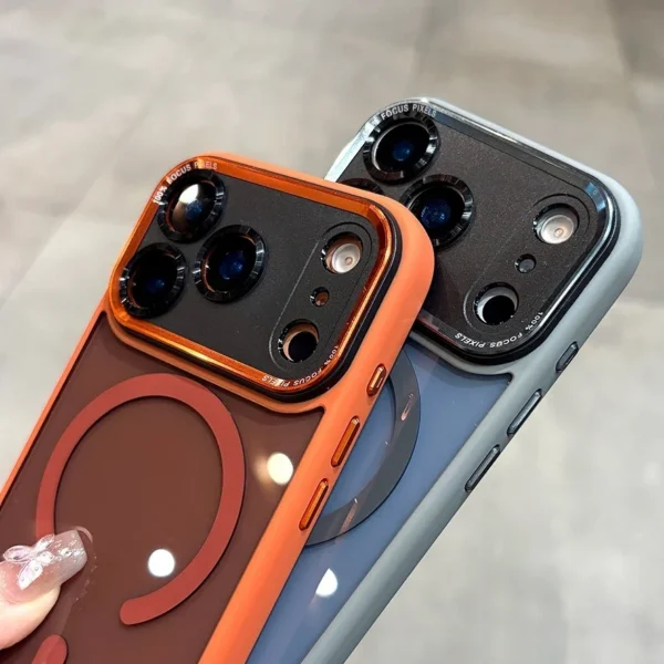 ⁦Business Transparent Magsafe Case for iPhone 17 16 15 14 13 12 11 17 Pro Max Plating Camera Protection Cover for iPhone 17 Air⁩ - الصورة ⁦4⁩