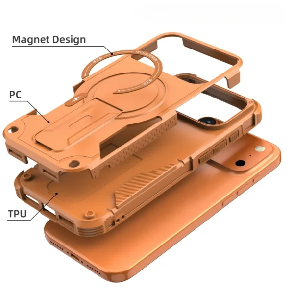 ⁦For iphone 17 Pro Military Protective Hard Armor Strong Magsafe Magnetic Case for Iphone17 Pro Max 17Pro 17proMax Holder Cover⁩ - الصورة ⁦5⁩