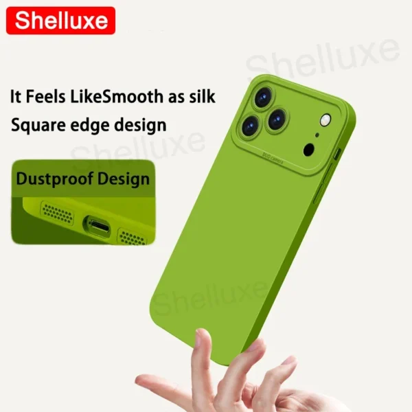 ⁦For iPhone17 Pro Max Case Shelluxe Square Liquid Silicone Cover For iPhone 17 Air iPhone17 ProMax Silky Feel Soft Phone Cases⁩ - الصورة ⁦2⁩