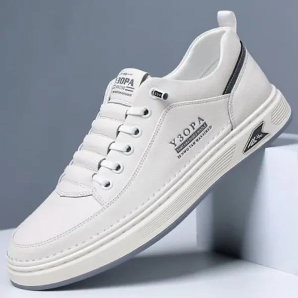 2025 Cool Men Shoes Leather Casual Sneakers Breathable Walking Slip on Platform Shoes Male Flats Rubber Sole Shoes - Image 2