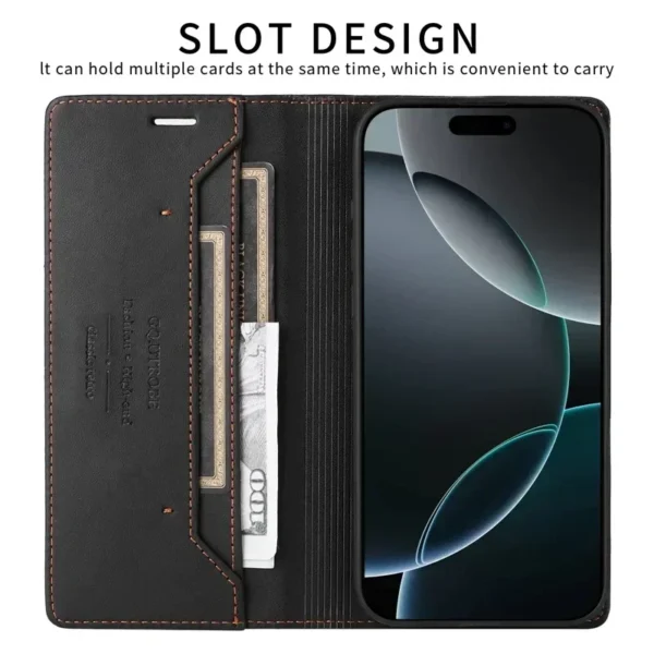 Leather Magnetic FLip Case for iPhone 16 17 Air 15 14 Pro Max 16E 13 12 11 Pro XR XS Max 7 8 Plus SE 2022 Wallet Slot Phone Case - Image 3