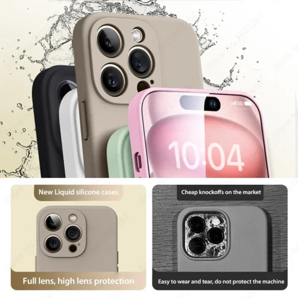 Luxury Liquid Silicone Phone Case For Apple iPhone 16 15 14 13 12 11 Pro Max Soft Case Shockproof Bumper Cover Phone Accessories - Image 4