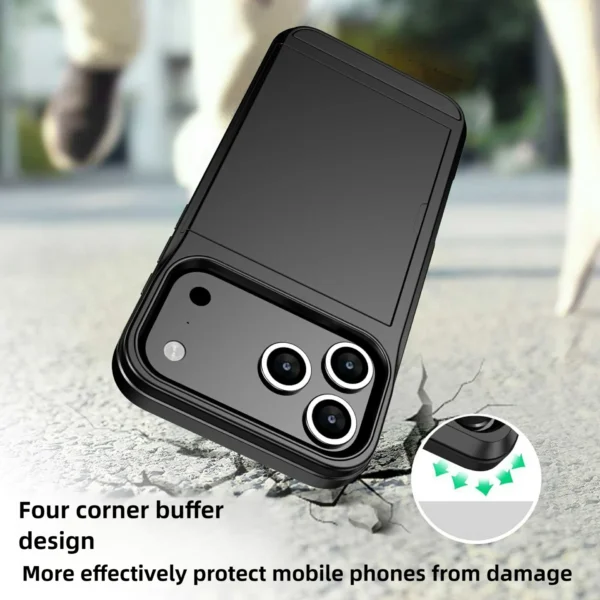 ⁦Case For iPhone 17 Pro Max 16 Pro Max 15 Pro 15 14 13 12 Wallet Card Holder Slide Slot Slim Hard PC Heavy Duty Protective Covers⁩ - الصورة ⁦5⁩