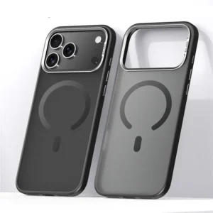 Luxury Alloy Lens Frame Matte Magsafe Case For iPhone 17 Air 17Pro 17Pro Max Translucent Hybrid Magnetic Shockproof Hard Cover<span> - </span>Black, For iPhone 17Pro