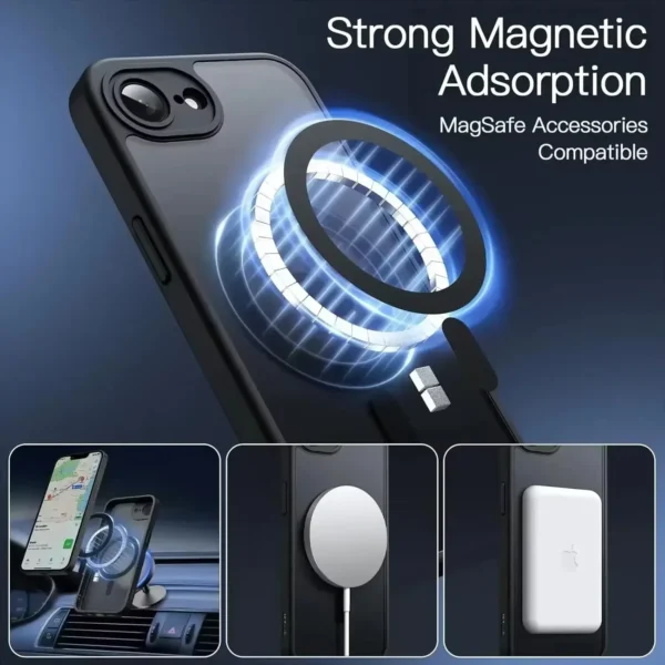 ⁦New Luxury Matte clear Case for iPhone 17 Pro Max with strap Camera Protect MagSafe Wireless Charging cover for 17 Pro max Cover⁩ - الصورة ⁦5⁩