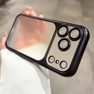 17 Pro Max Plating New Orange Simple Translucent with Lens Film Case for iPhone 17 Pro Max All-inclusive Anti-fall Damping Cover<span> - </span>Black, For iPhone 17