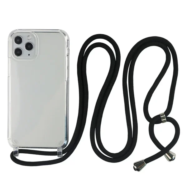 Crossbody Necklace Cord Lanyard Case For iPhone 17 16 15 13 Pro Max 12 Mini 11 14 Plus Strap Hang Rope Transparent Phone Cover