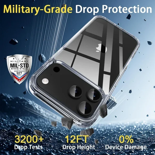 ⁦Shockproof Hard Acrylic Crystal Case for iPhone 17 Pro Max Case Military Grade Back Slim Case for iPhone 17 Air Back Cover Shell⁩ - الصورة ⁦4⁩