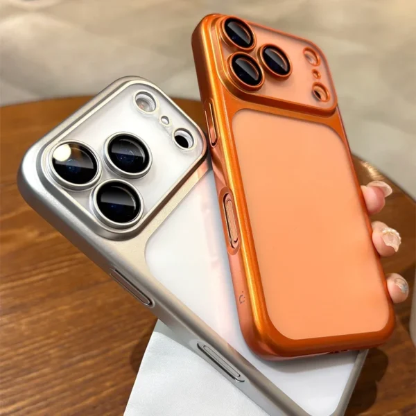 ⁦Luxury Matte Hard PC Ultra Slim Case for iPhone 17 Pro Max 17Pro ProMax Plating Camera Film Protector Frosted Shockproof Cover⁩ - الصورة ⁦2⁩